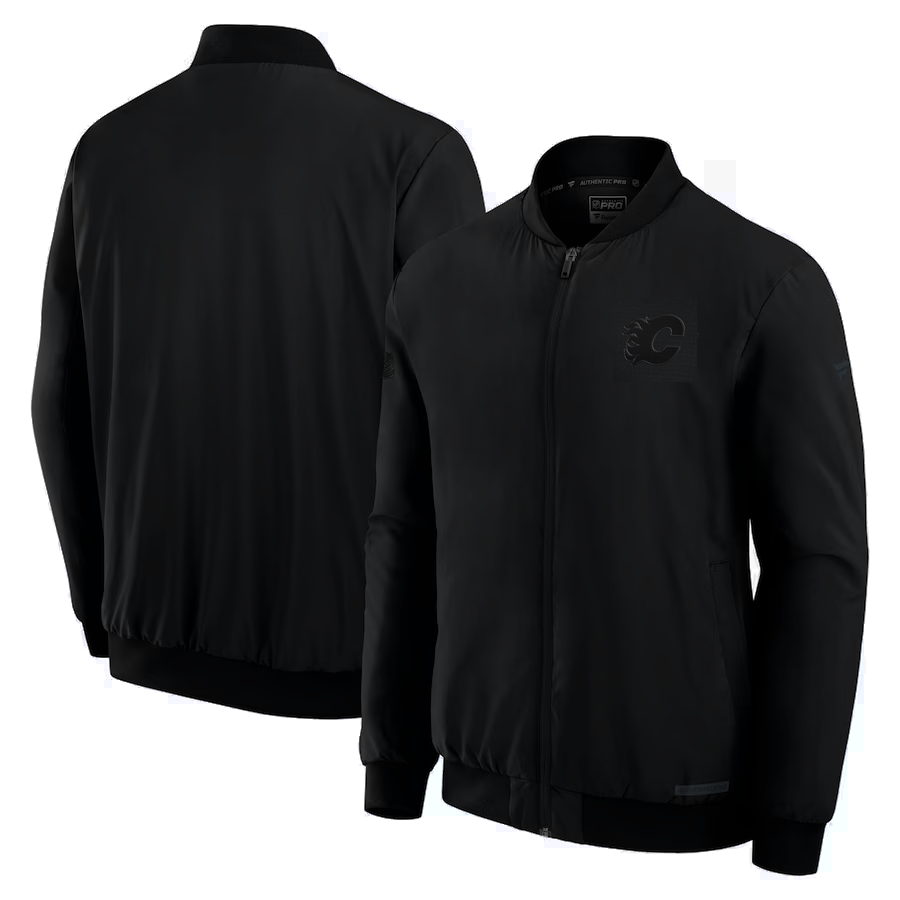 Blouson aviateur entièrement zippé Fanatics Authentic Pro Road des Flames de Calgary (noir)